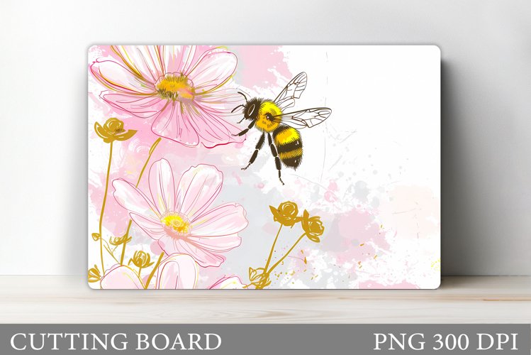 Bee Cutting Board Design. Flowers Kitchen Cutting Board example image 1