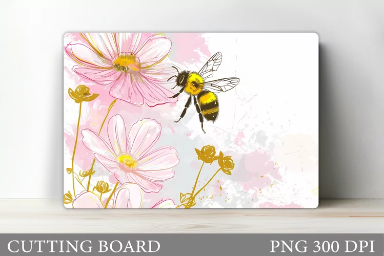 Bee Cutting Board Design. Flowers Kitchen Cutting Board