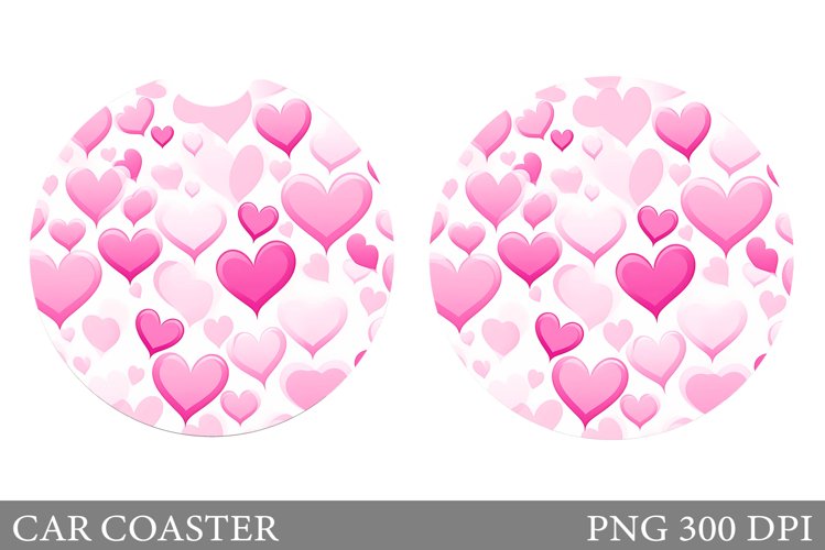 Hearts Car Coaster. Valentines Car Coaster Sublimation example image 1