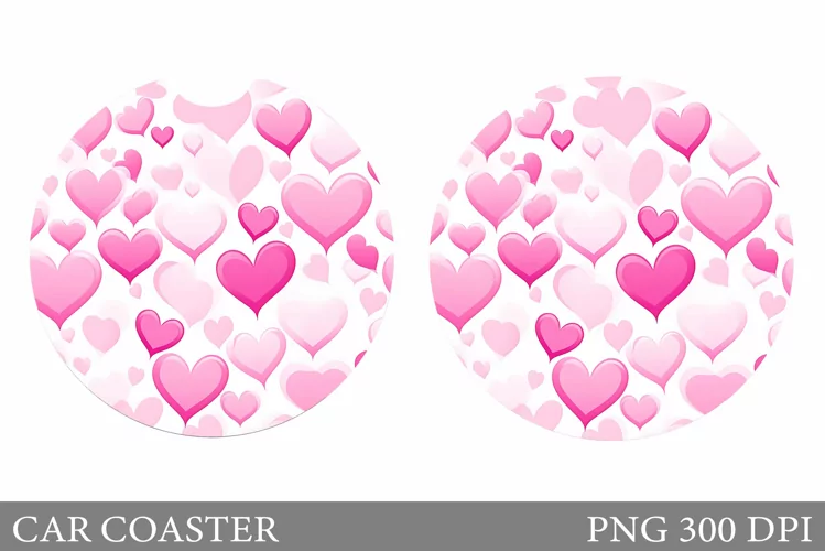 Hearts Car Coaster. Valentines Car Coaster Sublimation
