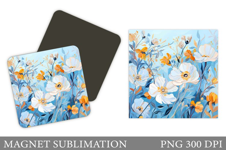 Flowers Square Magnet. Flowers Magnet Sublimation