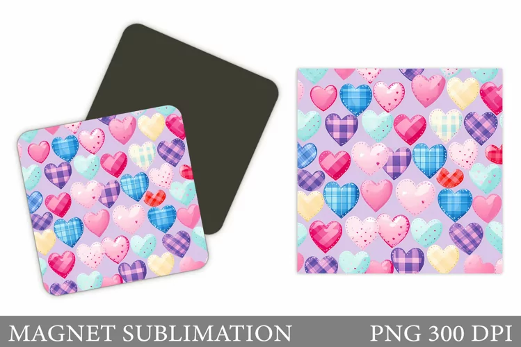 Hearts Magnet Sublimation. Hearts Valentine Magnet Design