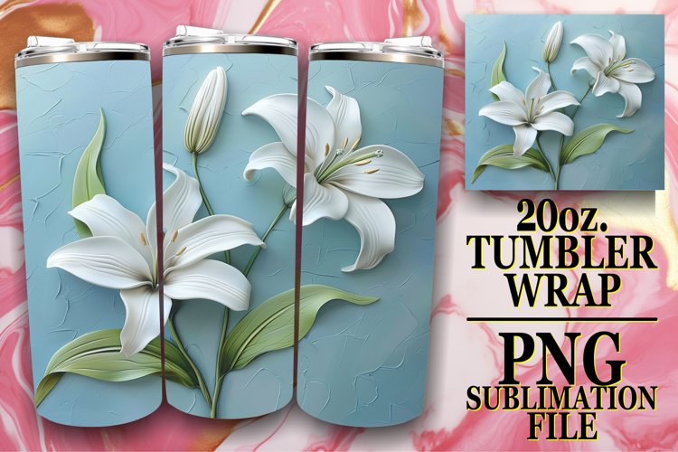 White Blossom Elegance: 3D Tumbler Sublimation