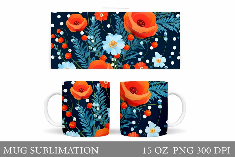 Flowers Mug Sublimation. Wildflowers Mug Sublimation