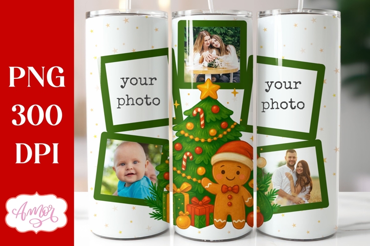 Christmas Photo tumbler wrap sublimation, Gingerbread man