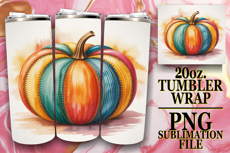 Dreamy Reflections 20oz tumbler wrap, Pumpkin Watercolor