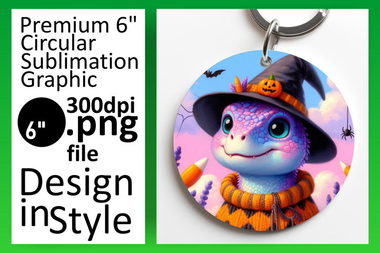 Charming Round Design Coaster Template , Halloween Dino