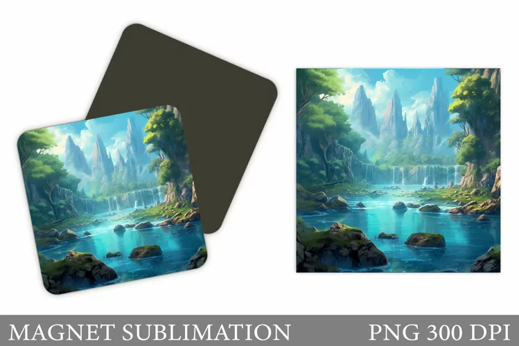 3D Mountains Magnet. 3D River Magnet Sublimation