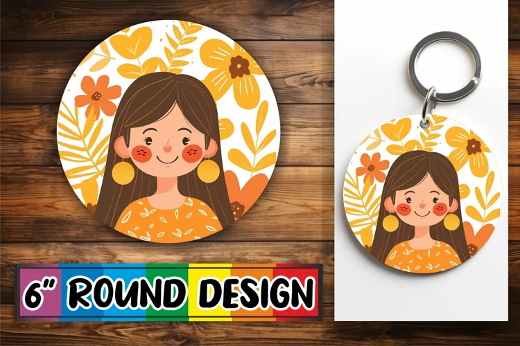 Graceful Round Design with Floral Portrait PNG
