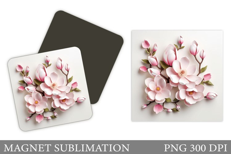 Flowers Magnet Design. Flowers Spring Magnet Sublimation example image 1