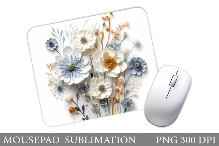 3D Wildflowers Mouse Pad. Flowers Mouse Pad Sublimation example image 1