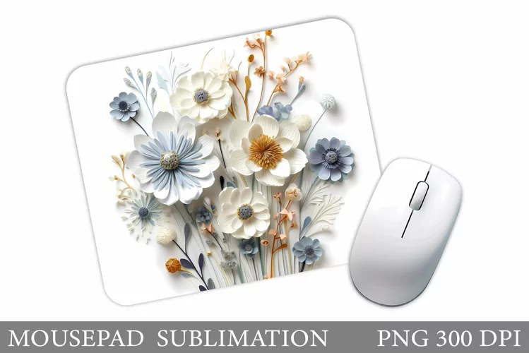 3D Wildflowers Mouse Pad. Flowers Mouse Pad Sublimation