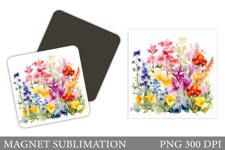 Wildflowers Magnet Design. Flowers Magnet Sublimation example image 1