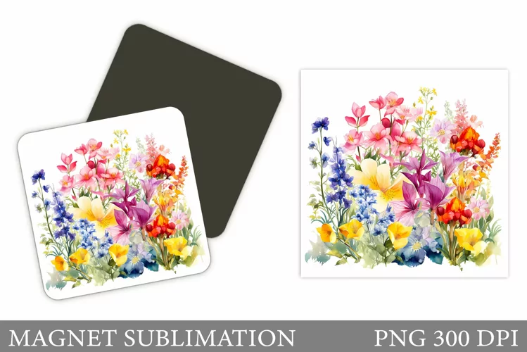Wildflowers Magnet Design. Flowers Magnet Sublimation