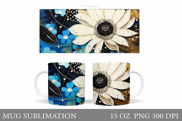 Flowers Mug Wrap Design. Flowers Mug Sublimation