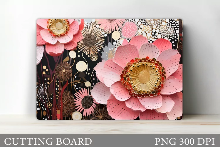 Flowers Cutting Board Design. Floral Kitchen Cutting Board