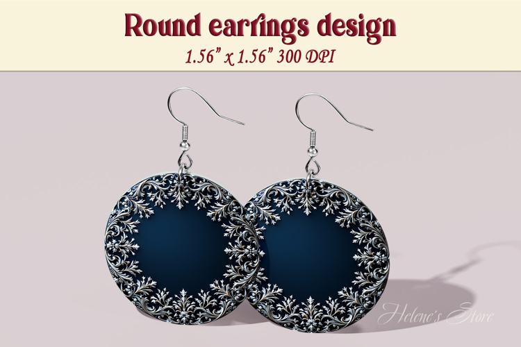 Vintage pattern earrings | Silver Round Earring sublimation