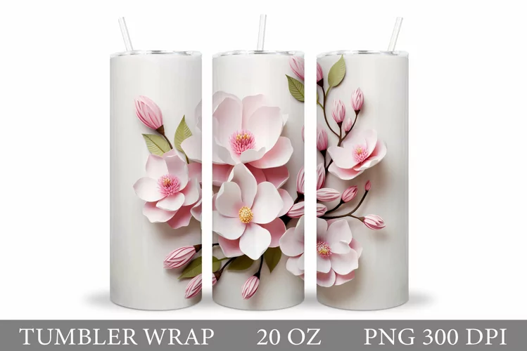 Flowers Tumbler Design. Spring Flowers Tumbler Wrap