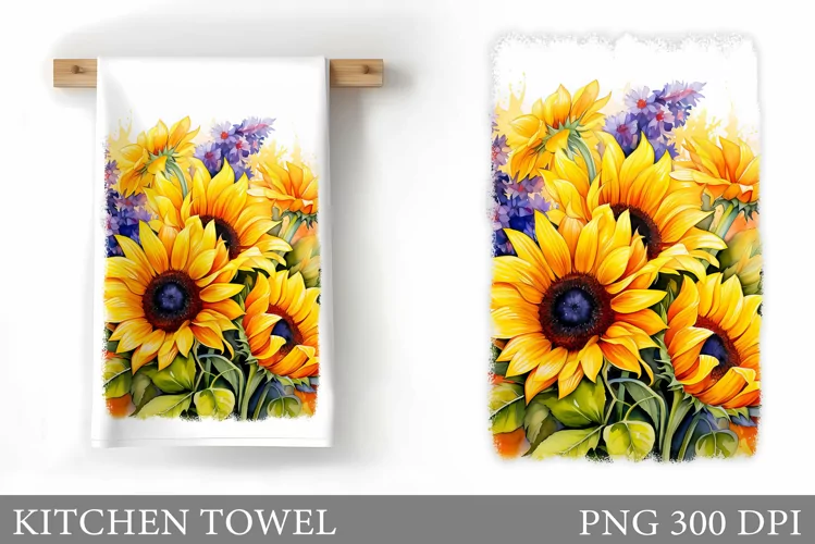 Sunflowers Kitchen Towel. Flowers Kitchen Towel Design