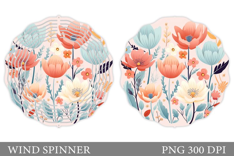 Flowers Wind Spinner Sublimation. Flowers Spinner Design example image 1