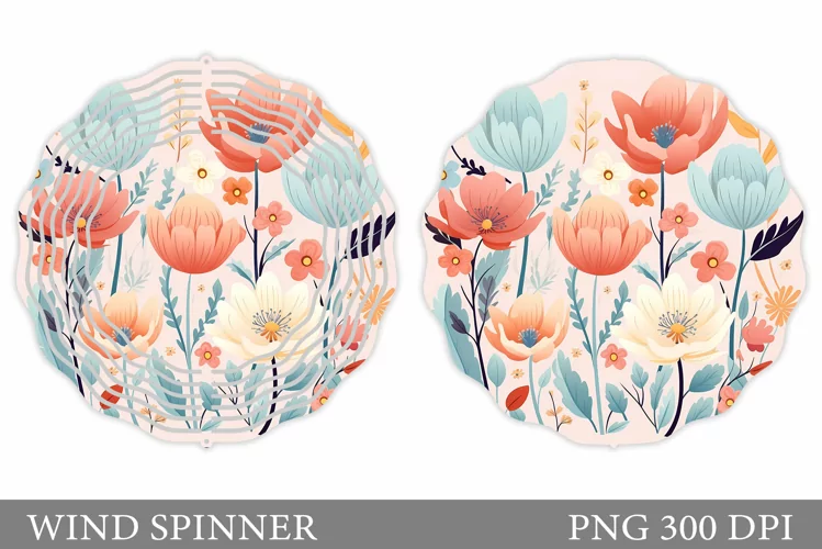 Flowers Wind Spinner Sublimation. Flowers Spinner Design