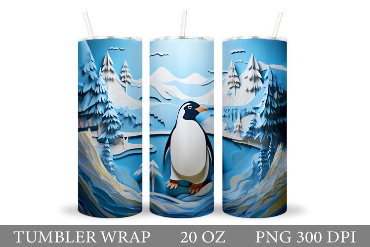 Penguin Tumbler Sublimation. Paper Penguin Tumbler Design