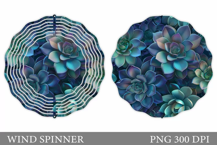Succulents Wind Spinner. Floral Wind Spinner Design