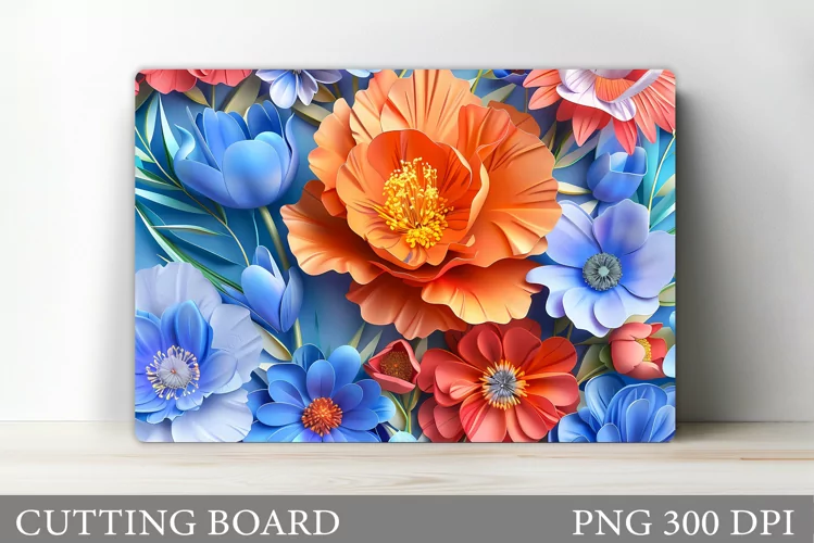 3D Flowers Cutting Board. Kitchen Cutting Board Sublimation