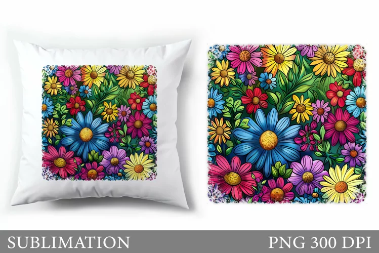 Flowers Pillow Sublimation. Summer Sublimation