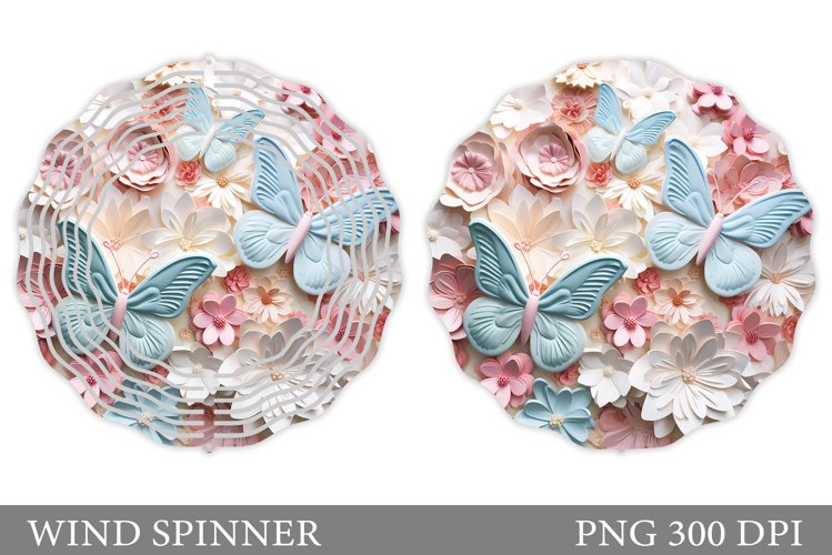 Butterflies Wind Spinner. Flowers Wind Spinner Sublimation example image 1