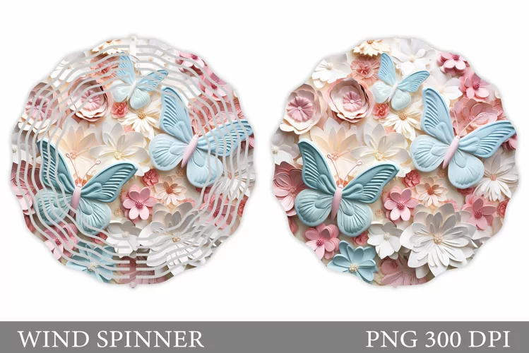 Butterflies Wind Spinner. Flowers Wind Spinner Sublimation