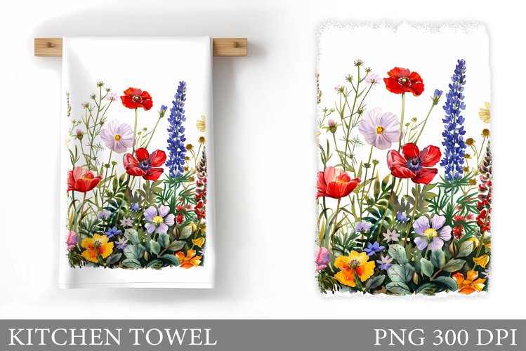 Flowers Kitchen Towel. Wildflowers Kitchen Towel Design
