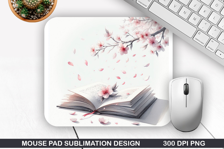 Book Flower Mouse Pad Sublimation, Animals Mouse Pad PNG