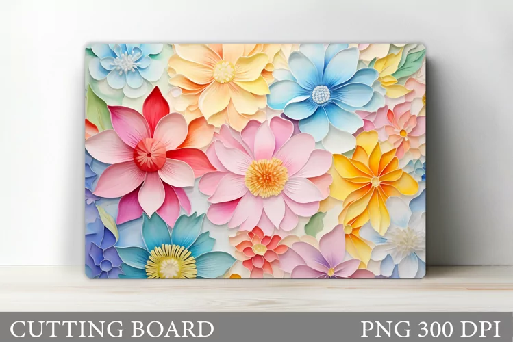 3D Flowers Cutting Board. Flowers Kitchen Cutting Board