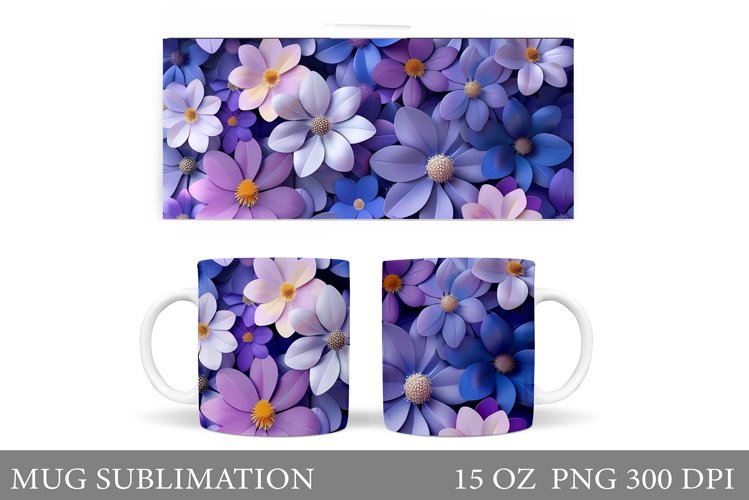Flowers Mug Wrap Sublimation. Flowers Mug Wrap Design