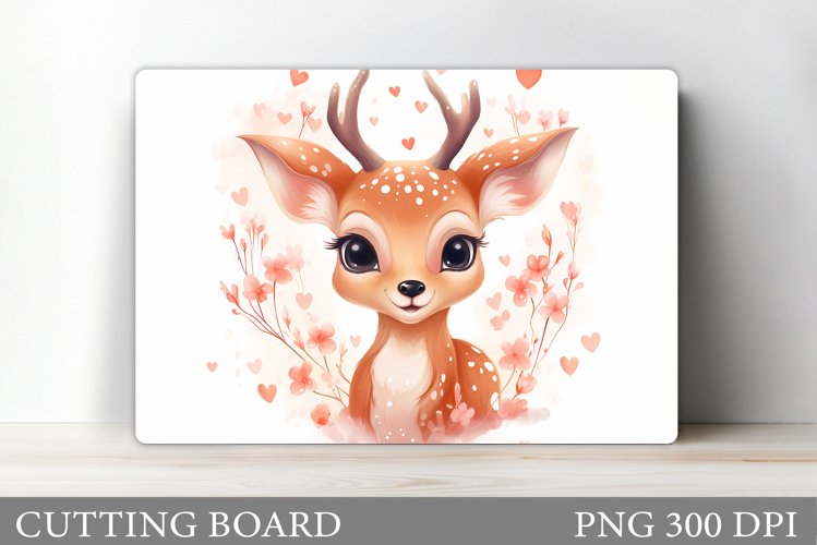 Cute Deer Cutting Board. Valentines Cutting Board Design example image 1
