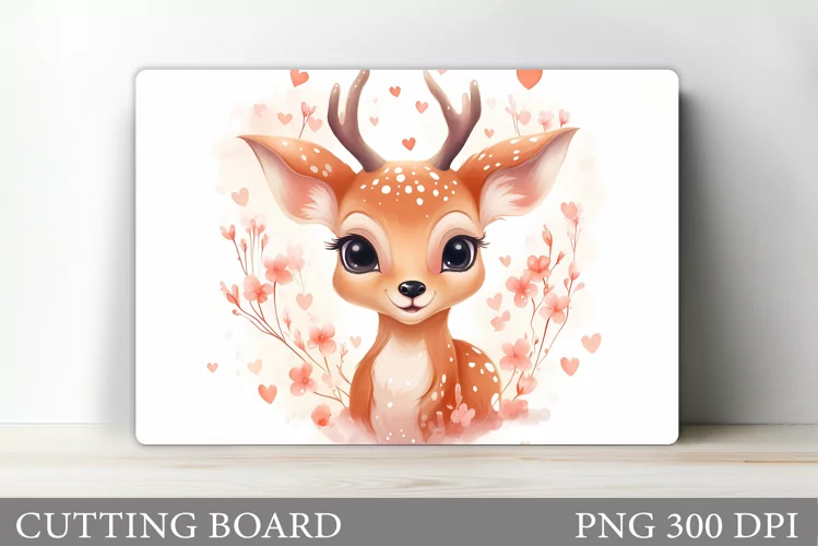 Cute Deer Cutting Board. Valentines Cutting Board Design