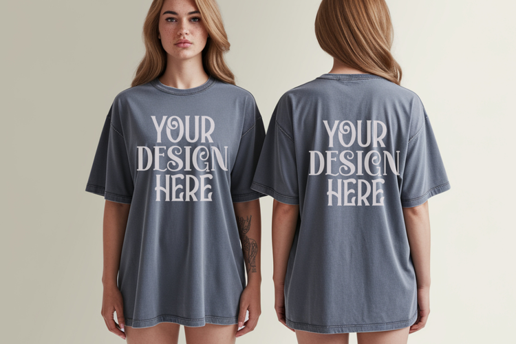 Granite Comfort Colors 1717 Front & back T shirt Mockup