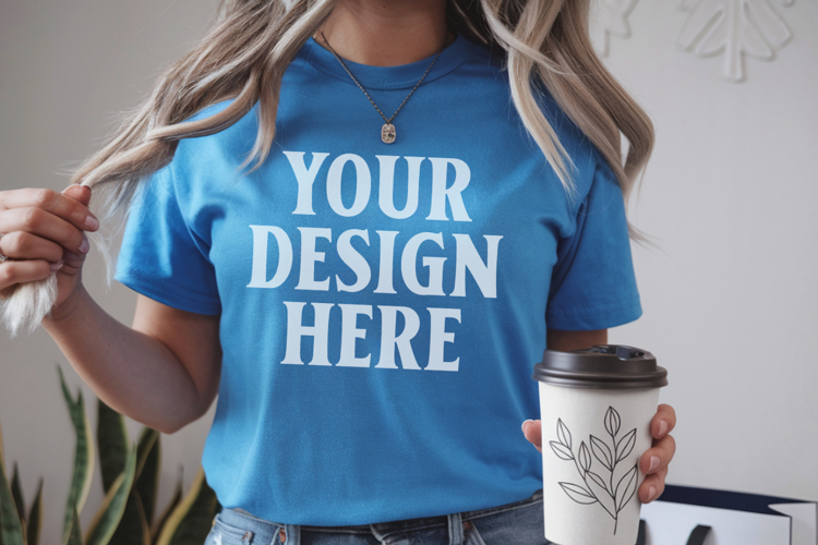 Blue Comfort Colors 1717 Christmas Shirt Mockup, Cozy