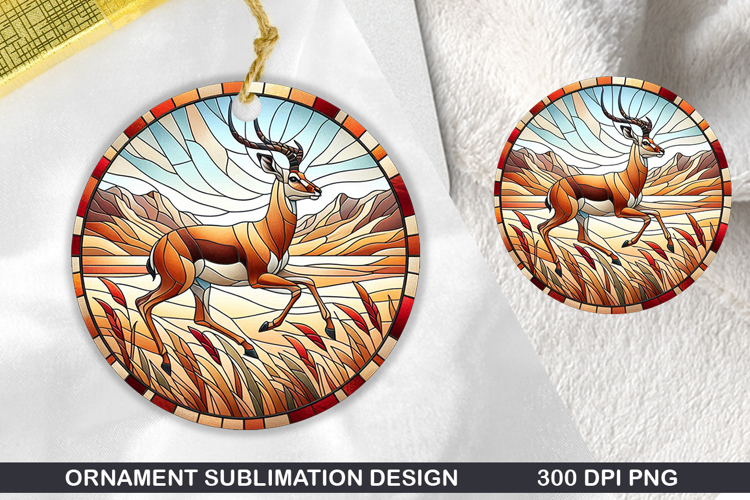 Cute Deer Stained Glass Ornament PNG, Digital Download File