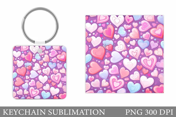 Hearts Keychain Design. Hearts Keychain Sublimation