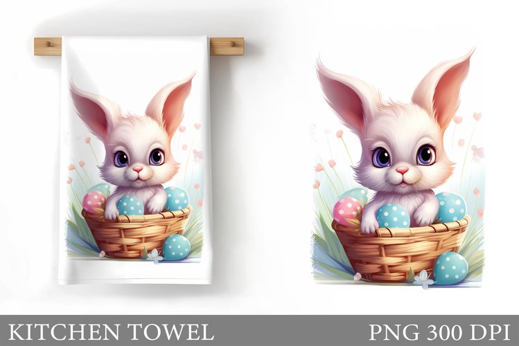 Easter Bunny Kitchen Towel . Easter Kitchen Towel Design example image 1