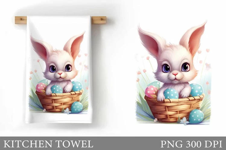 Easter Bunny Kitchen Towel . Easter Kitchen Towel Design