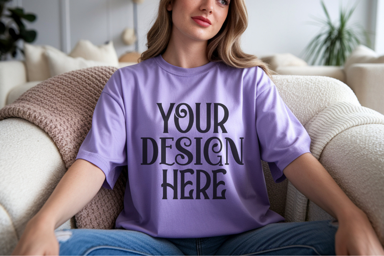 Violet Comfort Colors 1717 T-shirt Mockups,1717 Mockups