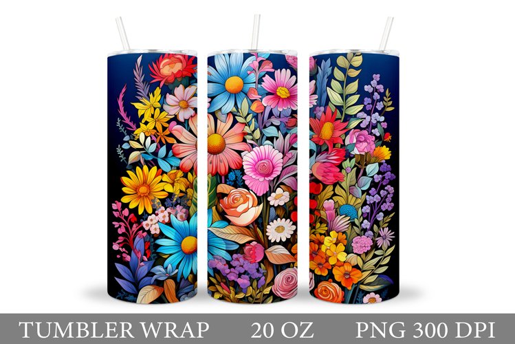 Flowers Tumbler Design. Summer Tumbler Sublimation