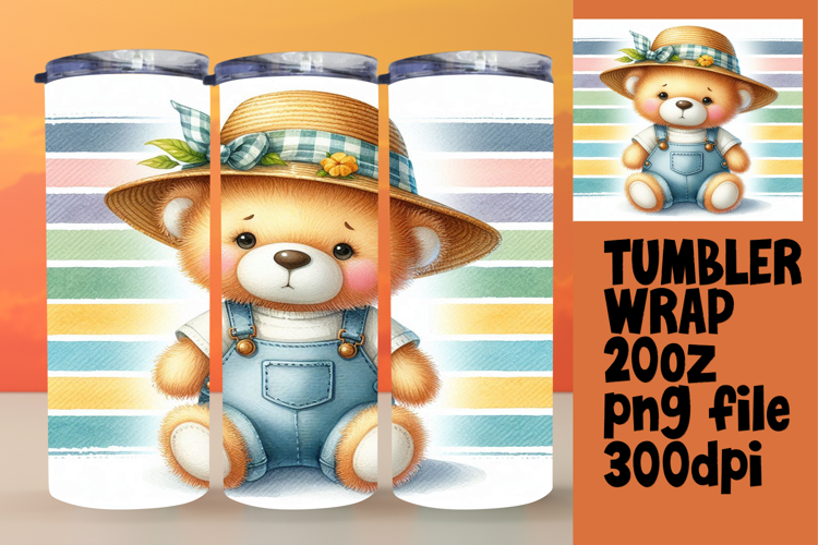 20oz Customizable Tumbler Design , Teddy Bear