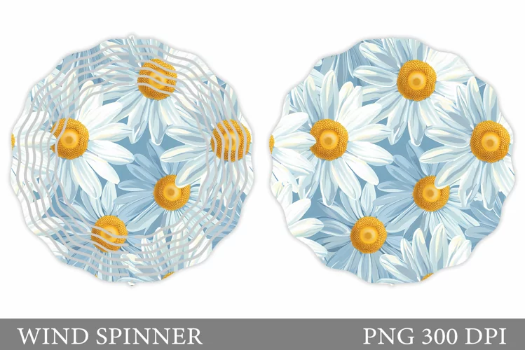 Daisy Flowers Wind Spinner. Flowers Spinner Sublimation