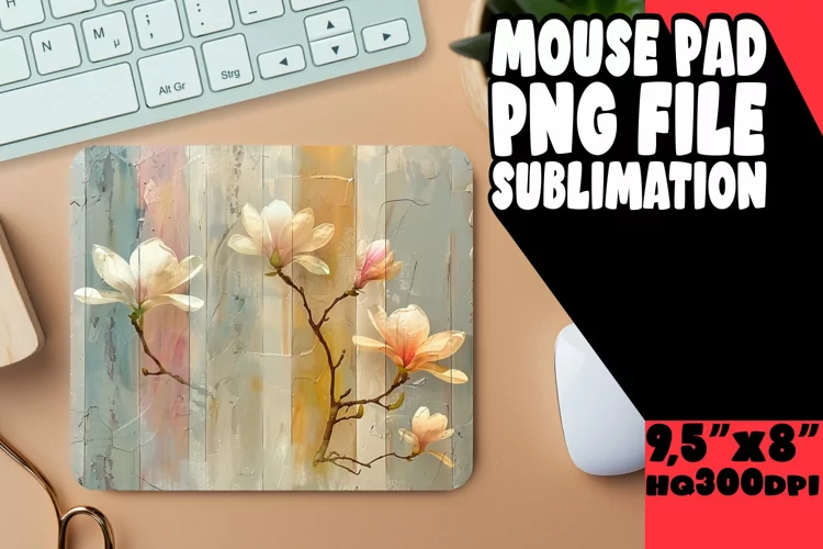 Sleek Stripe & Petal Mouse Mat - Minimalist Style