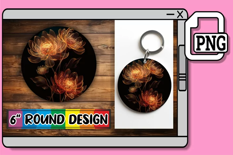 Petal Paradise: Colorful Sublimation Keychain & Coaster