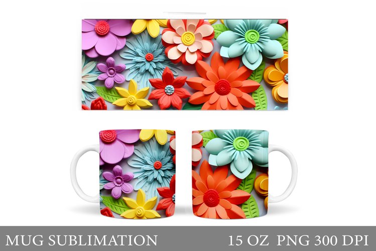 Flowers Mug Wrap Sublimation. Flowers Mug Wrap Design